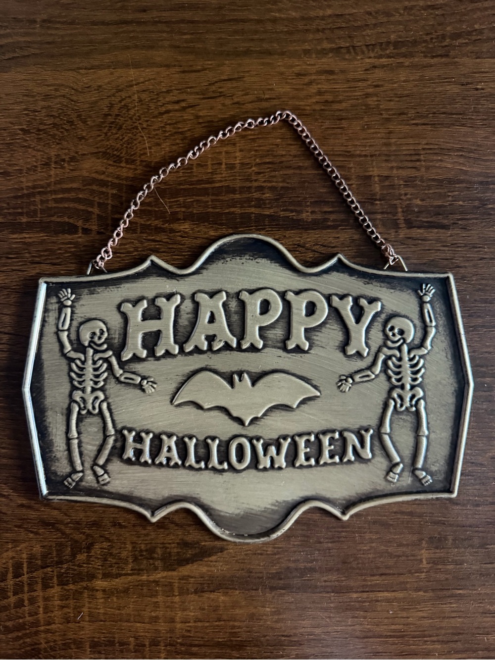 Target Bullseye Playground Halloween “Happy Halloween”Skeleton & Bat Wall Plaque